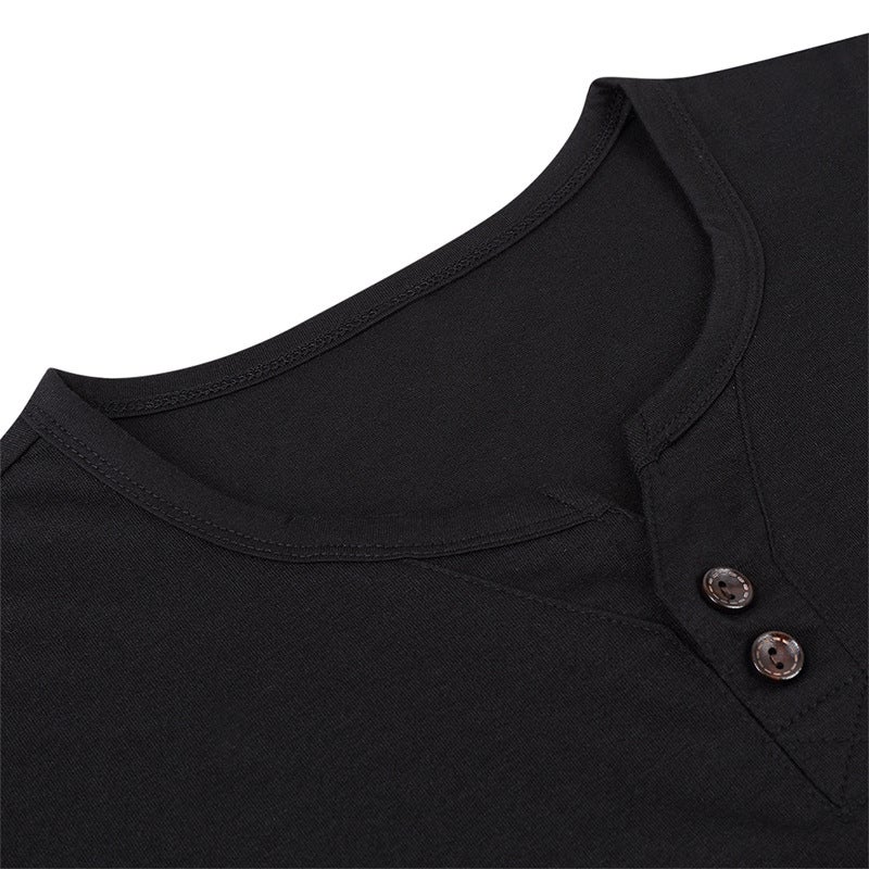 Foreign Trade V-neck Short-sleeved T-shirt All-match Solid Color T-shirt Men''s Personality Casual and Henry Top Men''s Wear - Image 5