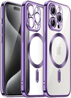 JETech Electroplated Case for iPhone 15 Pro MAX 6.7 Inches, Camera Lens Full Protection, Compatible with MagSafe Wireless Charging, Anti-Shock with Soft TPU (Purple)