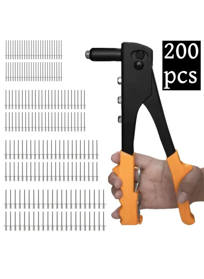 4 In 1 Hand Rivet Gun Kit With 200 Rivets Heavy Duty Manual Tool For Metalworking And DIY - Image 1