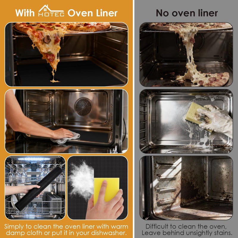 HOTEC 3 Pack Heavy Duty Oven Liners for Bottom of Oven, 17"x25" Large Heat Resistant 500Â°F Non-Stick Oven Mats, BPA & PFOA Free Dishwasher Safe, Compatible with Electric/Gas/Toaster Ovens & Grill - Image 5