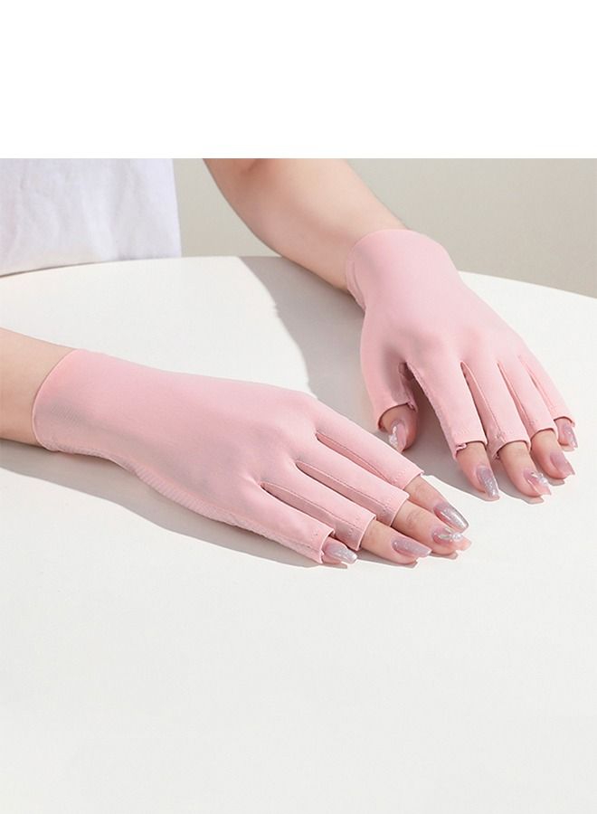 UV Glove for Nail Lamp, Gel Manicures Glove, Half Finger Stretchy Gloves for Girls Protect Hands  - Image 3