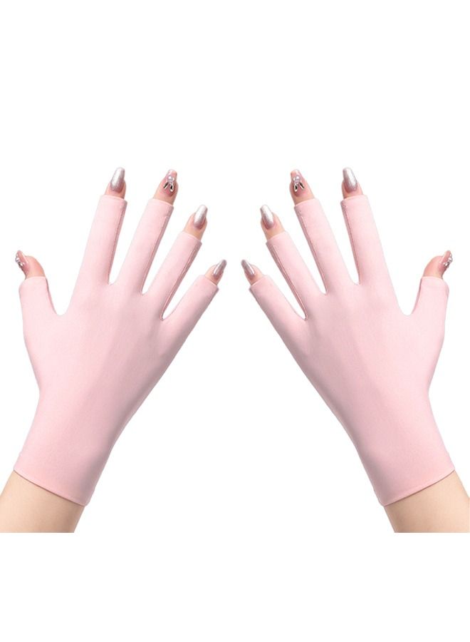 UV Glove for Nail Lamp, Gel Manicures Glove, Half Finger Stretchy Gloves for Girls Protect Hands  - Image 1