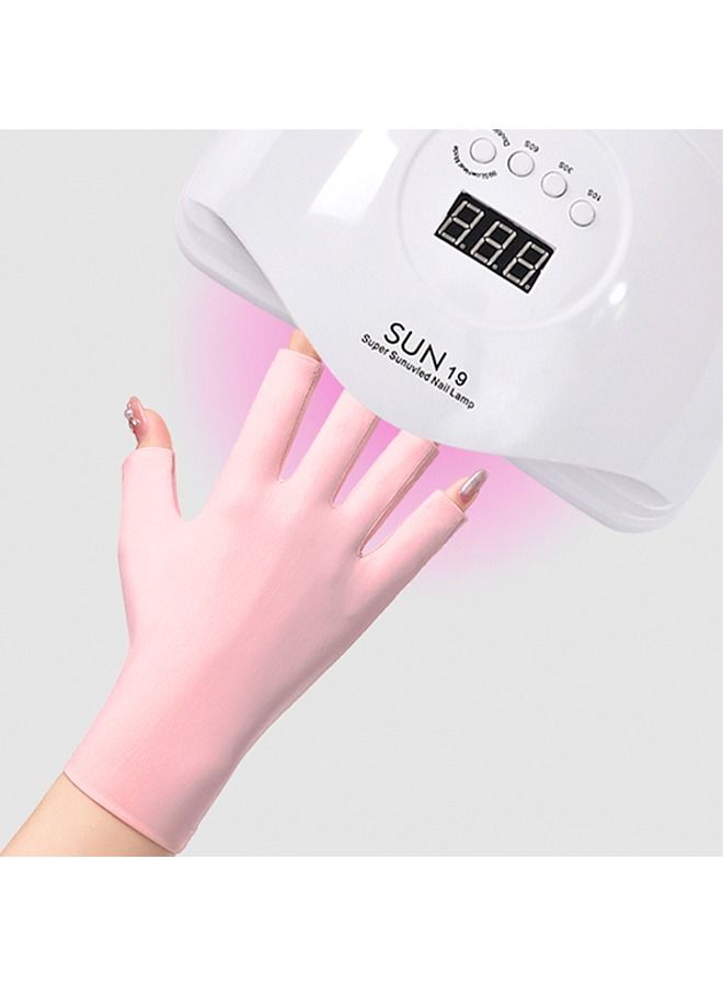 UV Glove for Nail Lamp, Gel Manicures Glove, Half Finger Stretchy Gloves for Girls Protect Hands  - Image 2