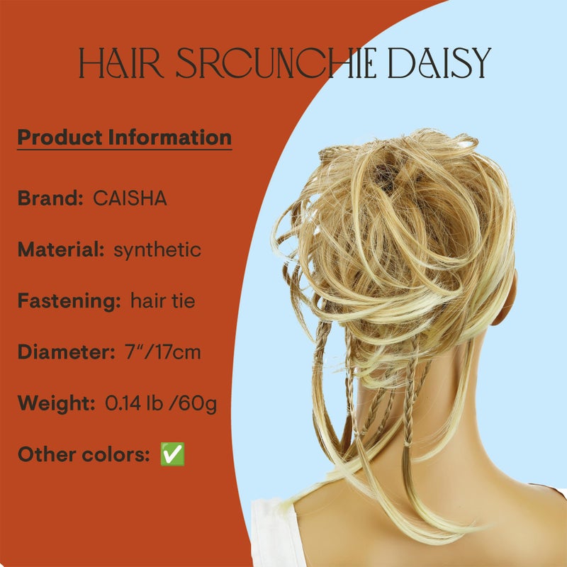 CAISHA Jumbo Scrunchie Braided Updo Wavy Messy Bun Hairpiece Blond Mix G11D - Image 2