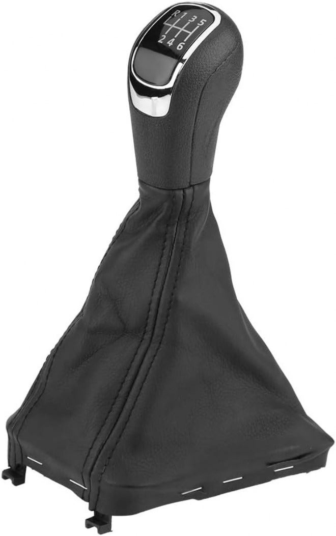Gear Stick Shift Knob with Gaiter Boot Cover, 6 Speed, Black PU Leather for - Ergonomic Design, Easy Installation, Durable Replacement - Image 1