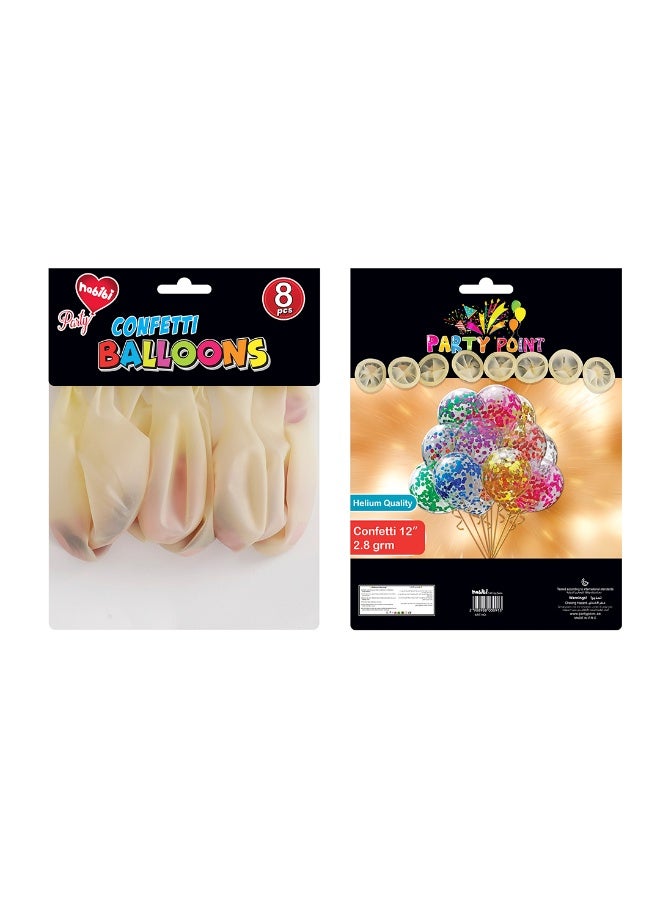 نقطة الحزب 8 قطع من بالونات الكونفيتي، بالونات لاتكس 12 بوصة، 2.8 جرام، بالونات كونفيتي وردية فاتحة لديكور أعياد الميلاد والزفاف والحفلات - Image 2