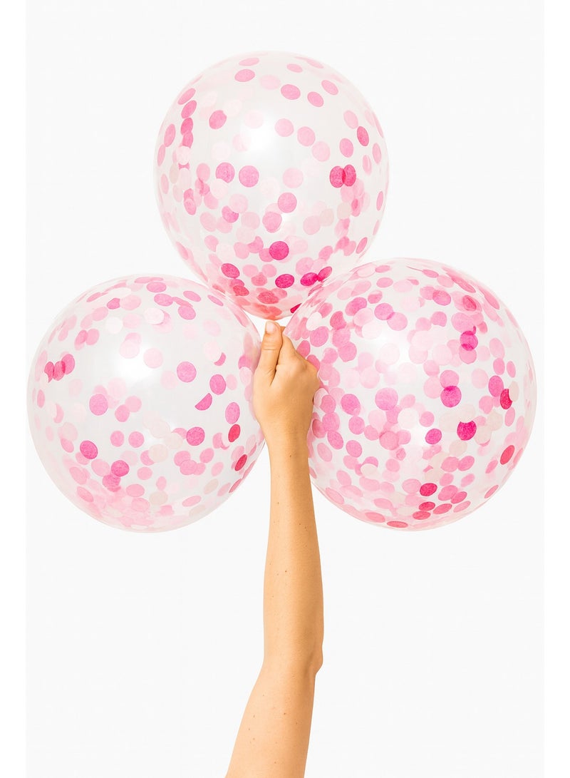 نقطة الحزب 8 قطع من بالونات الكونفيتي، بالونات لاتكس 12 بوصة، 2.8 جرام، بالونات كونفيتي وردية فاتحة لديكور أعياد الميلاد والزفاف والحفلات - Image 1