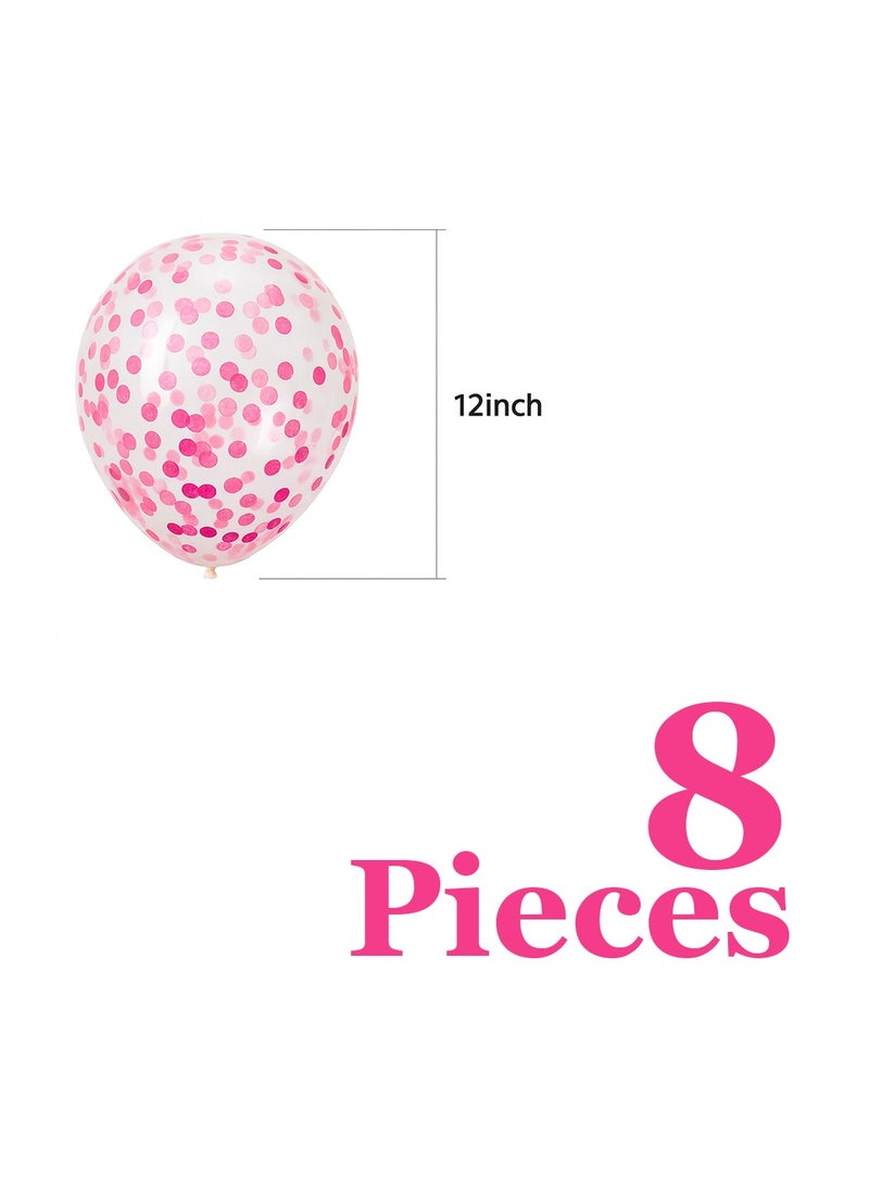 نقطة الحزب 8 قطع من بالونات الكونفيتي، بالونات لاتكس 12 بوصة، 2.8 جرام، بالونات كونفيتي وردية فاتحة لديكور أعياد الميلاد والزفاف والحفلات - Image 3