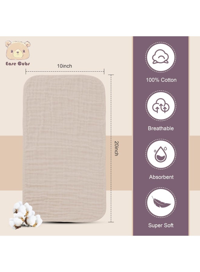 Ease Cubs Muslin Burp Cloths Large 100% Cotton Hand Washcloths for Boys & Girls, Baby Essentials Extra Absorbent and Soft Burping Rags for Newborn Registry (Brown, 12-Pack, 20" X10")  - Image 2