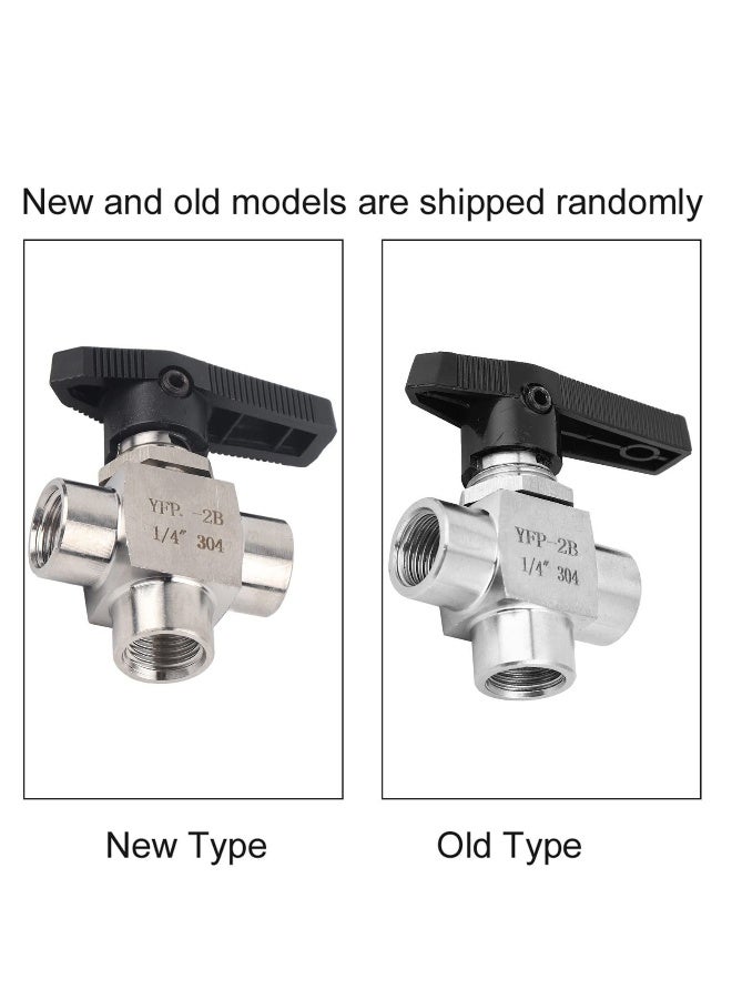 Ball Valve Thread Stainless Steel Valve 3 Way Stainless Steel Ball Valve BSPP Female Thread Valve Air Tube Hand Valve for Water Gas Oil Fuel Etc Pipe Flow Control BSPP 1/4inch - Image 3
