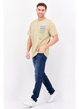 Wrangler Men Round Neck Short Sleeves Graphic Print T-Shirt, Beige  - Image 4