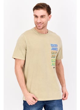 Wrangler Men Round Neck Short Sleeves Graphic Print T-Shirt, Beige  - Image 1