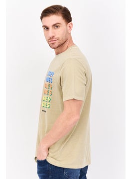 Wrangler Men Round Neck Short Sleeves Graphic Print T-Shirt, Beige  - Image 2