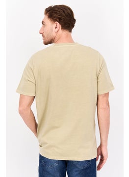 Wrangler Men Round Neck Short Sleeves Graphic Print T-Shirt, Beige  - Image 3