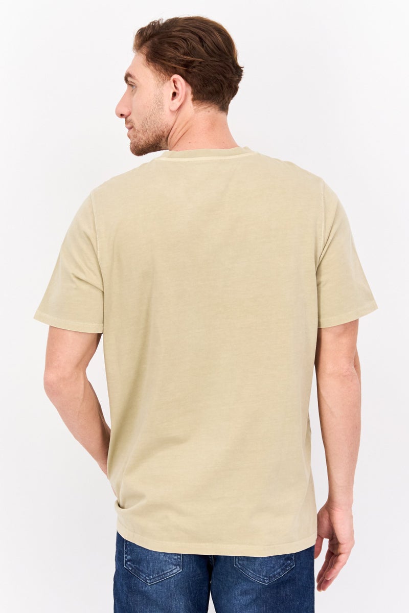 Wrangler Men Round Neck Short Sleeves Graphic Print T-Shirt, Beige - Image 3