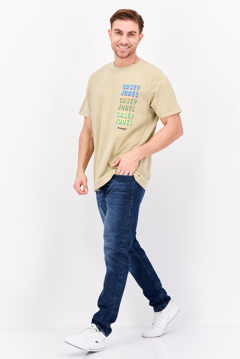 Wrangler Men Round Neck Short Sleeves Graphic Print T-Shirt, Beige - Image 4