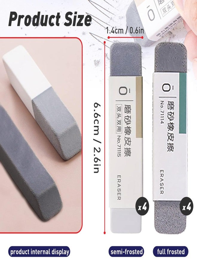 Foycow Premium Sand Erasers - Set of 8 Frosted Erasers for Pens, Fountain Pens, and Ink - Special School and Office Supplies for Correction - Colored Pencil and Ink Eraser - Image 2