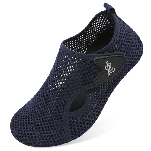 LeIsfIt Water Shoes for Women Men Quick-Dry Aqua Socks Swim Beach Barefoot Yoga Exercise Wear Sport Accessories, Navy, 8-9 Women/7-7.5 Men - Image 1