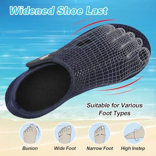 LeIsfIt Water Shoes for Women Men Quick-Dry Aqua Socks Swim Beach Barefoot Yoga Exercise Wear Sport Accessories, Navy, 8-9 Women/7-7.5 Men - Image 3