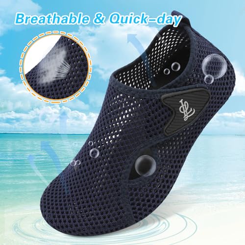 LeIsfIt Water Shoes for Women Men Quick-Dry Aqua Socks Swim Beach Barefoot Yoga Exercise Wear Sport Accessories, Navy, 8-9 Women/7-7.5 Men - Image 4