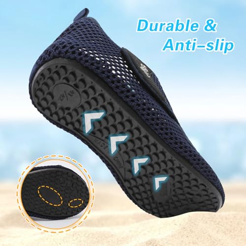 LeIsfIt Water Shoes for Women Men Quick-Dry Aqua Socks Swim Beach Barefoot Yoga Exercise Wear Sport Accessories, Navy, 8-9 Women/7-7.5 Men - Image 5