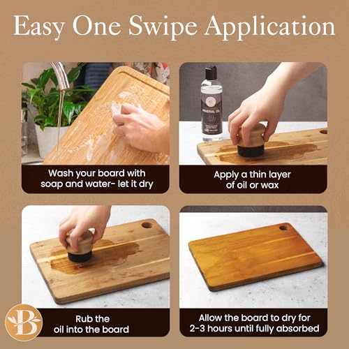 Bambüsi Cutting Board Oil Applicator - Brush for Applying Mineral Oil, Wax, and Wood Oil on Cutting Boards, Butcher Blocks, Bamboo, Wooden Utensils - Kitchen Maintenance Tool & Gift Idea - Image 3