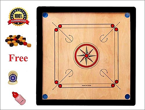 M ART PRO Superior Matte Finish Practice Carrom Board 26 inches for Serious Professional Practice with Coins Striker and Powder Beige ABC- Engineering Wood (26x26 Inches Carrom Board Style A),All Ages - Image 2