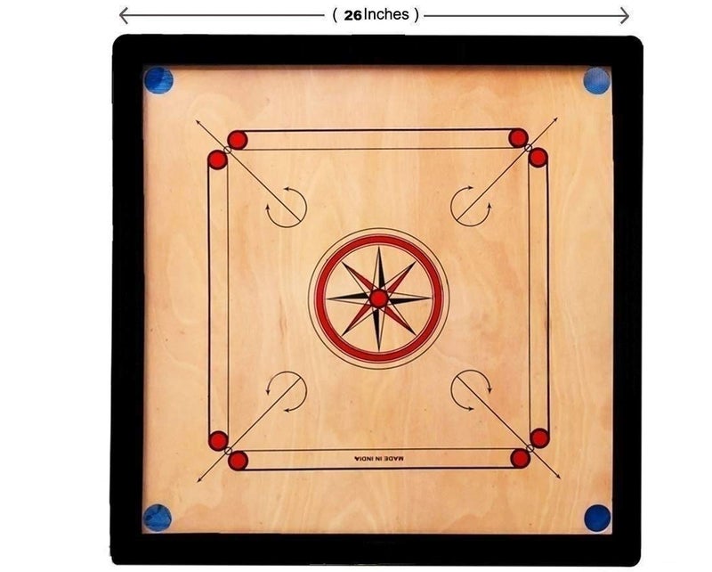 M ART PRO Superior Matte Finish Practice Carrom Board 26 inches for Serious Professional Practice with Coins Striker and Powder Beige ABC- Engineering Wood (26x26 Inches Carrom Board Style A),All Ages - Image 1