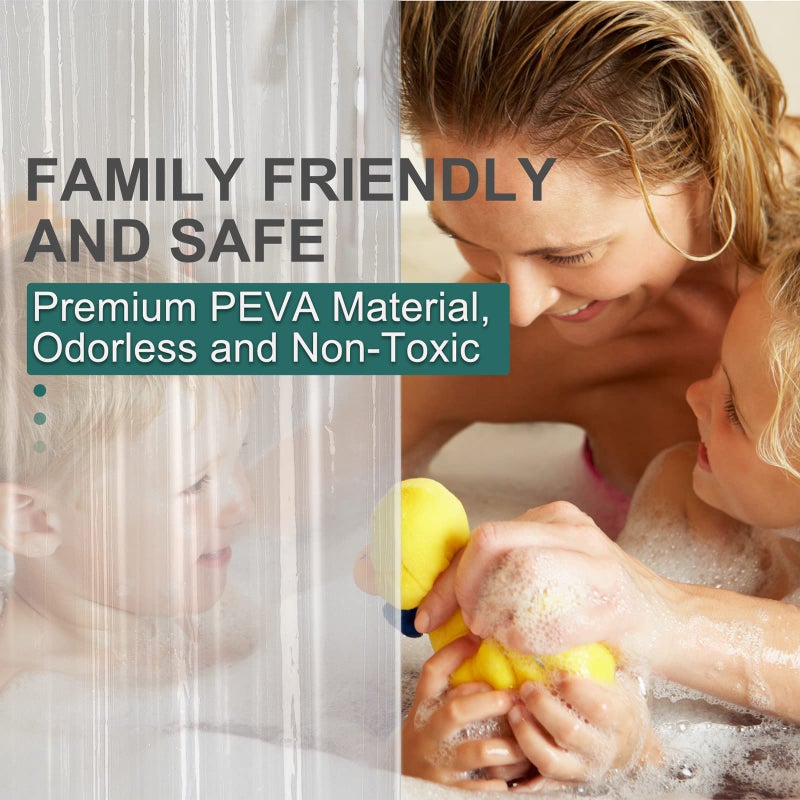 AmazerBath Plastic Shower Curtain Clear Premium PEVA, Clear Shower Curtain Heavy Duty 8G, Weighted Shower Curtains for Bathroom Accessories with 3 Big Stones and 12 Rustproof Grommets, 72x72 Inches - Image 3