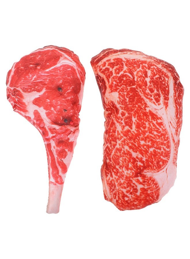 NUOBESTY 2Pcs Dog Chew Toys - Artificial Steak & Plush Dog Squeaky Toys for Training & Cleaning Teeth - Image 1
