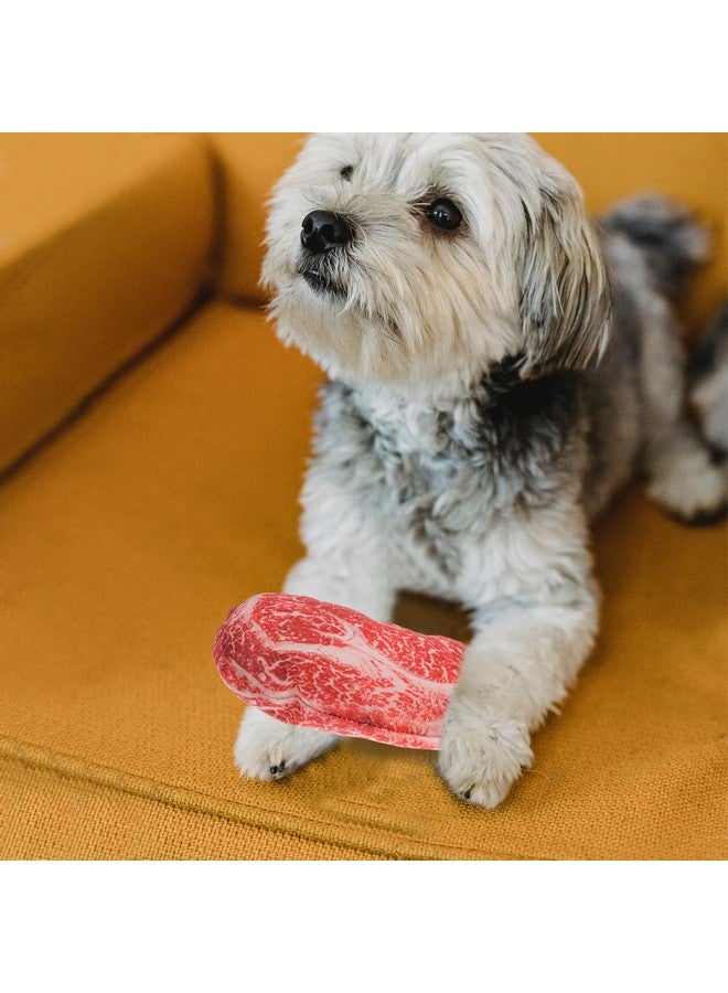 NUOBESTY 2Pcs Dog Chew Toys - Artificial Steak & Plush Dog Squeaky Toys for Training & Cleaning Teeth - Image 5