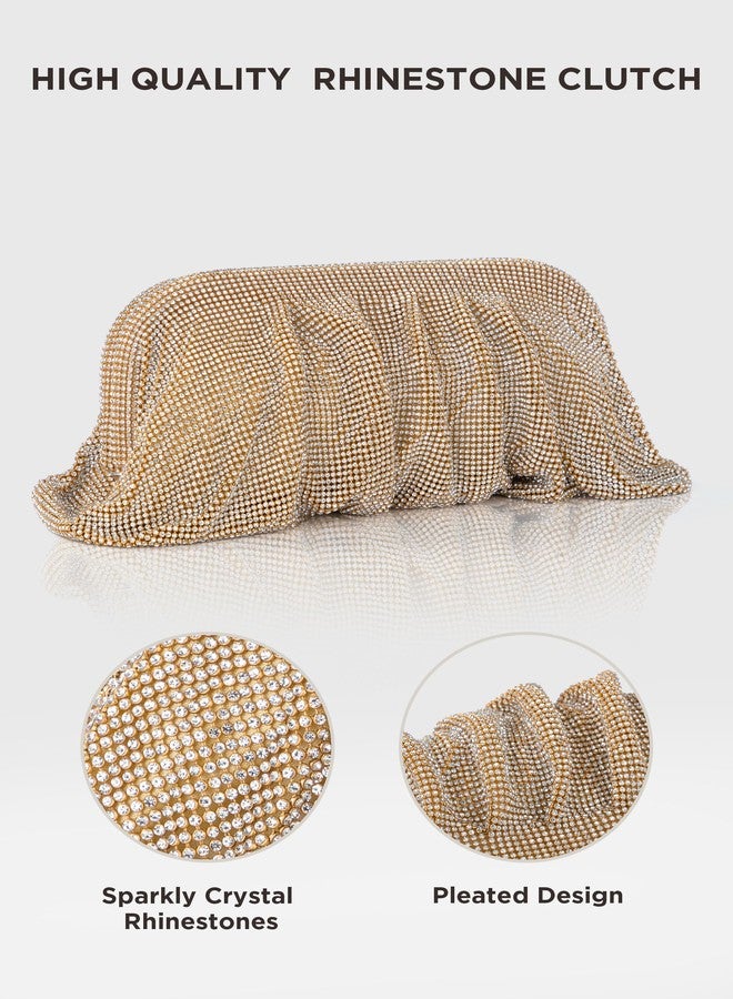 كوكو لاند حقيبة يد نسائية مرصعة بأحجار الراين من كوكولاند - حقائب سهرة أنيقة مزينة بأحجار الراين اللامعة على شكل سحابة، مثالية للحفلات وحفلات الزفاف. - Image 2