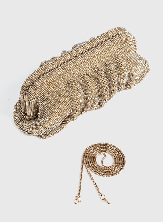 كوكو لاند حقيبة يد نسائية مرصعة بأحجار الراين من كوكولاند - حقائب سهرة أنيقة مزينة بأحجار الراين اللامعة على شكل سحابة، مثالية للحفلات وحفلات الزفاف. - Image 4