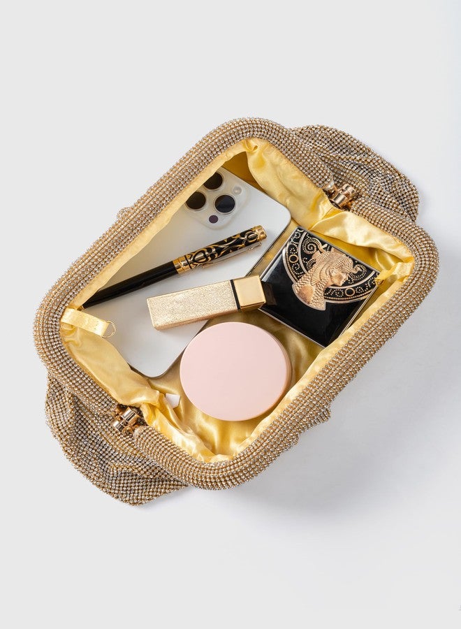 كوكو لاند حقيبة يد نسائية مرصعة بأحجار الراين من كوكولاند - حقائب سهرة أنيقة مزينة بأحجار الراين اللامعة على شكل سحابة، مثالية للحفلات وحفلات الزفاف. - Image 3