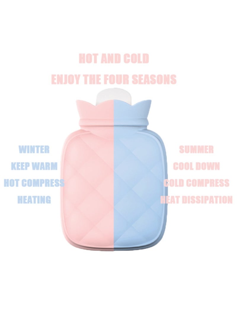SYOSI Hot Water Bottle Heating Silicone Bag with Knit Cover, Microwave Hot  Cold Therapies Pain, Warm Hands, Soft Environment-friendly Material, Can Frigerator Freezing, Ssential for Family Life - Image 2