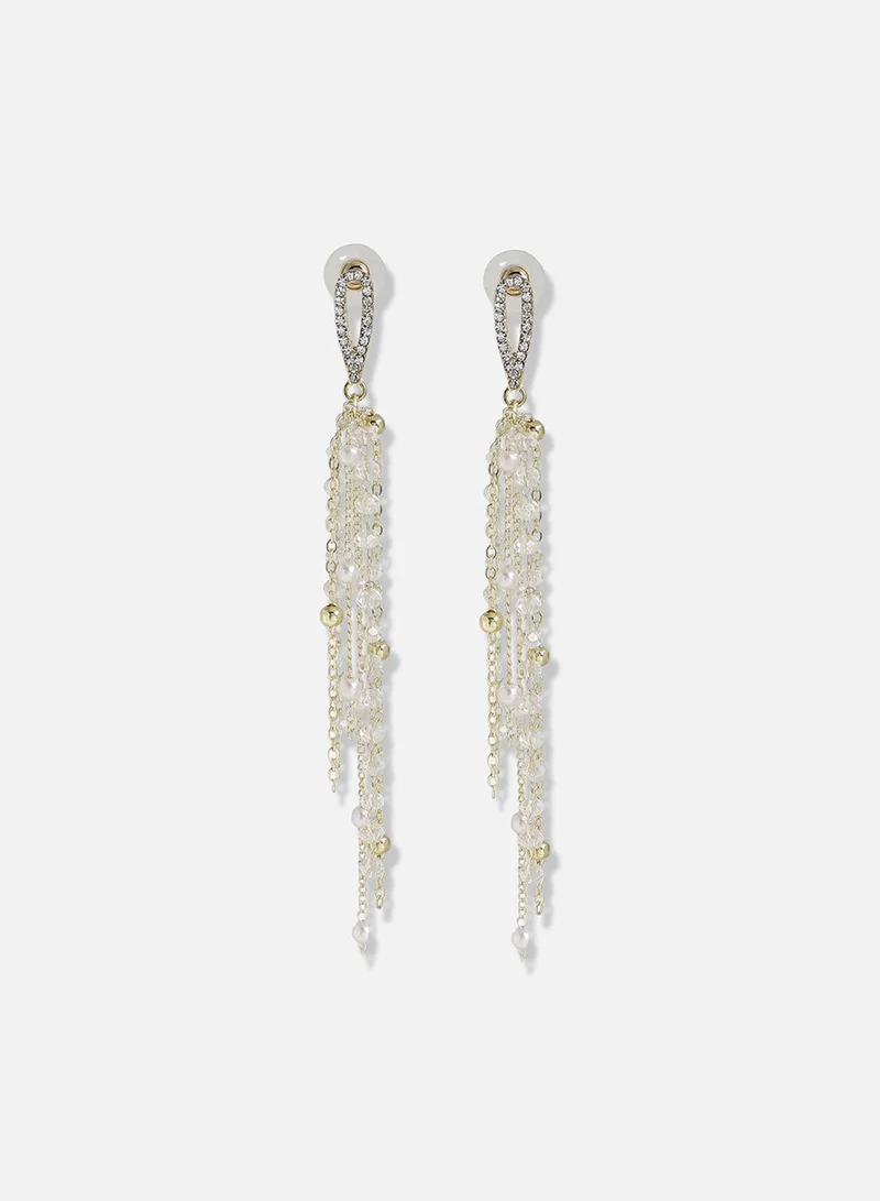 سوهي قرط متدلي من اللؤلؤ المطلي بالذهب