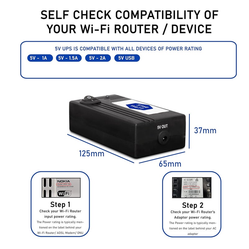 STARWATT UPS صغير 5V مع محول طاقة لأجهزة التوجيه WiFi وكاميرات WiFi والأجهزة التي تعمل بالطاقة البيومترية وUSB | احتياطي طاقة غير منقطع لمدة 3-10 ساعات | يدعم جميع أجهزة 5V حتى 2A | بطارية قابلة للاستبدال - Image 5