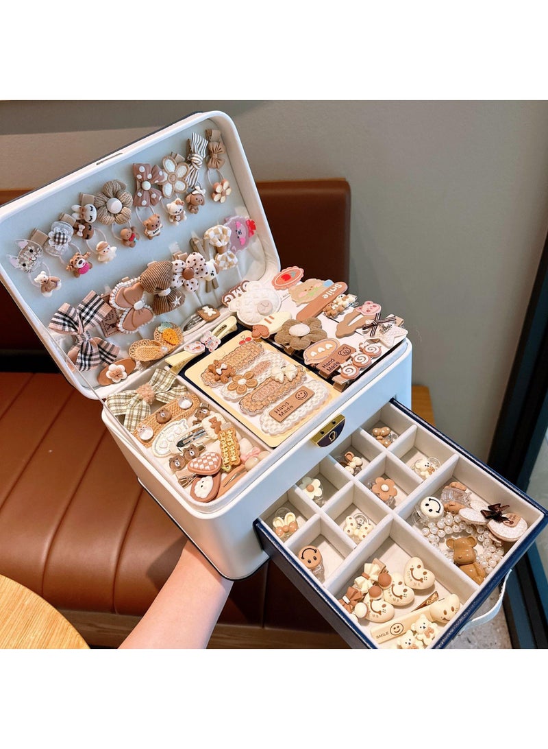 High Beauty Princess Children's Hair Accessories Set Gift Box Girl's Headrope Rubber Band  Baby's Birthday Gift Hairpin Jewelry Box 80pcs