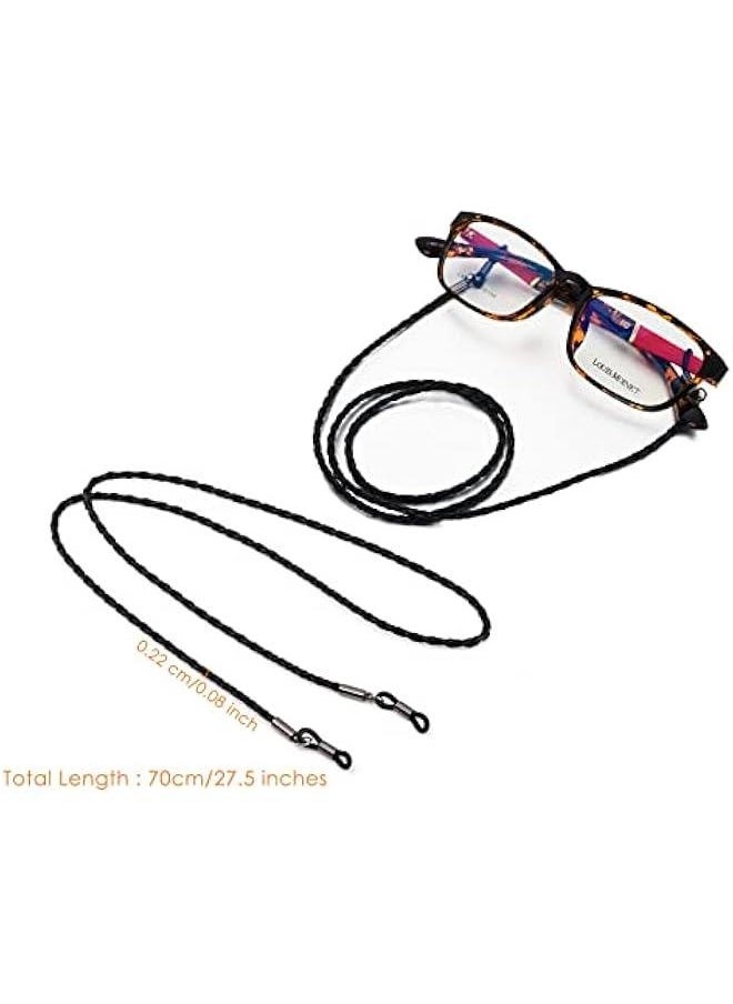 Generic Eyeglass Chain Holders PU Leather Sunglasses Strap Lanyard Cord Necklace Anti-Loose Eyewear Retainer for Sports, Set of 4  - Image 2
