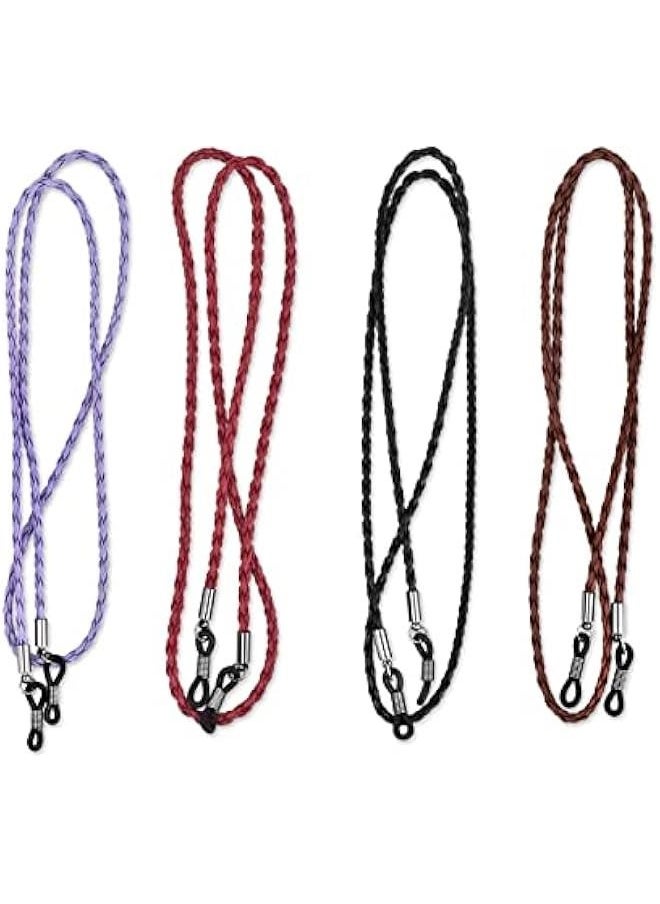 Generic Eyeglass Chain Holders PU Leather Sunglasses Strap Lanyard Cord Necklace Anti-Loose Eyewear Retainer for Sports, Set of 4  - Image 1