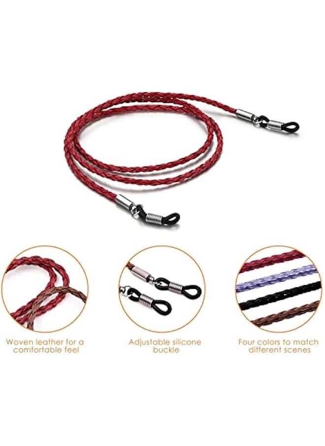 Generic Eyeglass Chain Holders PU Leather Sunglasses Strap Lanyard Cord Necklace Anti-Loose Eyewear Retainer for Sports, Set of 4  - Image 4
