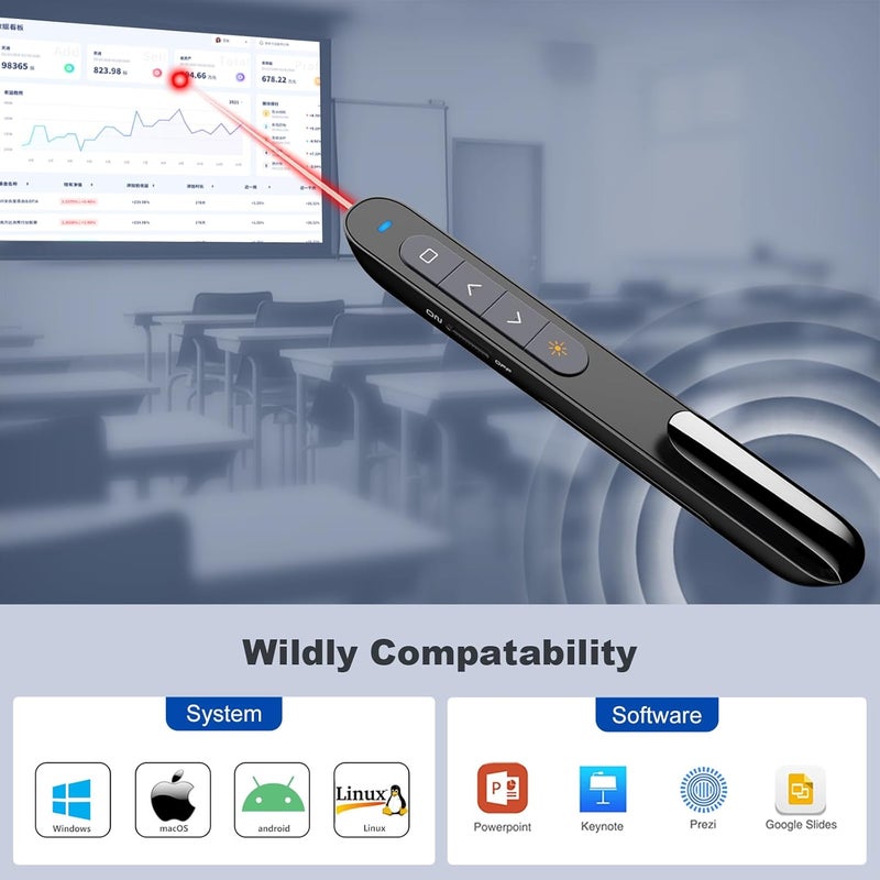 KNORVAY N27 Presentation Clicker, Clicker for PowerPoint Presentations, PowerPoint Clicker with Pointer for Presentations, Pointer Clicker Presentation Remote - Black - Image 2