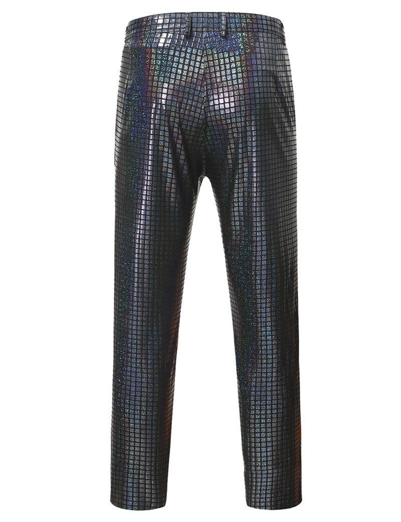 Zeroyaa Men'S 70S Disco Suits Metallic Shiny Sequin Outfits Blazer And Pants Set Dance Party Costume Black X-Large - Image 4