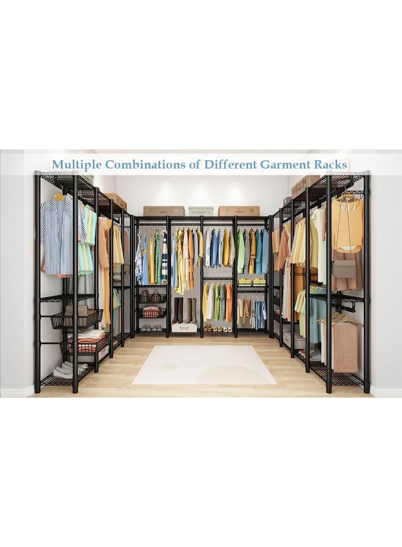 Forthcan Heavy Duty Metal Clothes Rack – Freestanding Portable Wardrobe Closet with 2 Sliding Storage Baskets (192.5 × 45 × 195 cm, Black) - Image 2