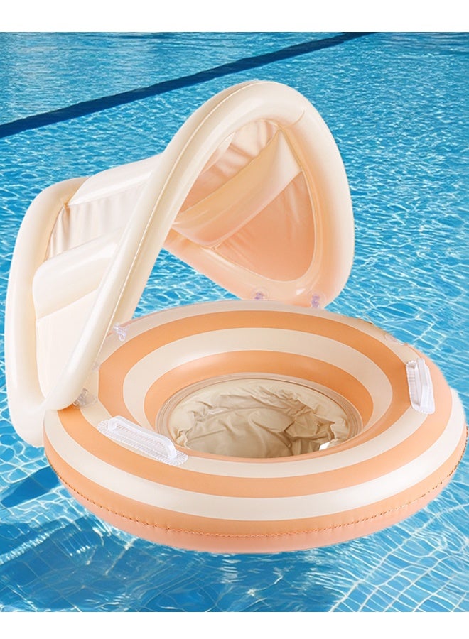 هالامودو حمام سباحة الطفل عائمة مع القشرة ومقعد قابل للتعديل - حماية من الشمس، مقبض وسادة الهواء للاستقرار - حمام سباحة آمن للرضع الطفل الصغير، حلقة سباحة الطفل - Image 2