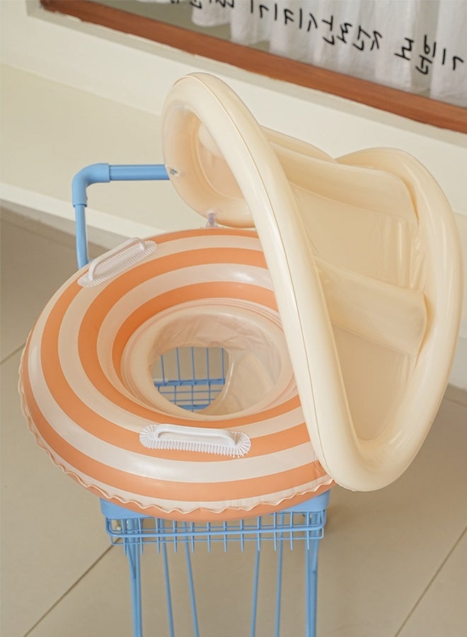 هالامودو حمام سباحة الطفل عائمة مع القشرة ومقعد قابل للتعديل - حماية من الشمس، مقبض وسادة الهواء للاستقرار - حمام سباحة آمن للرضع الطفل الصغير، حلقة سباحة الطفل - Image 4