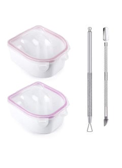SYOSI Nail Tool Set 2 Pieces Soaking Bowls Polish Remover Soak Files with Triangle Cuticle Peeler and Stainless Steel Pusher Art  - Image 1