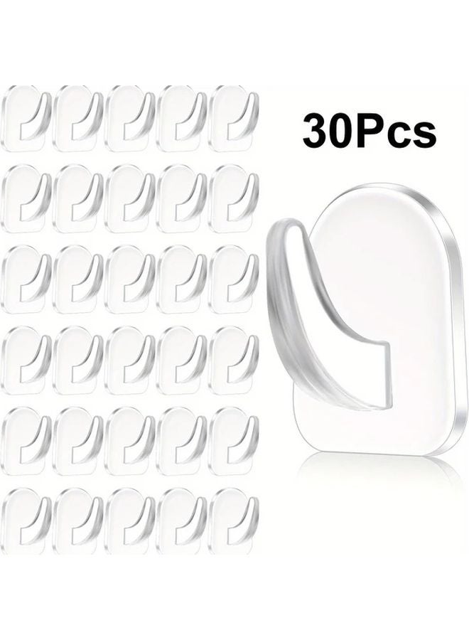 30pcs Clear Adhesive Wall Hooks Heavy Duty Removable Non Slip Plastic Sticky Hooks - Image 2