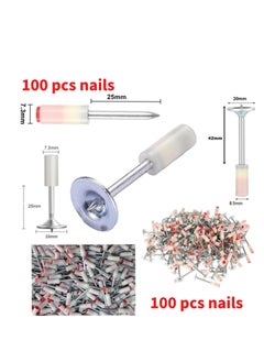 GearZone Nail Wall Fastening Tool with 100pcs Nails,  Manual Steel Nail Gun, Strength Adjustable for Home DIY Woodworking Cement Wall  - Image 2