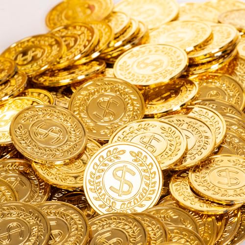 Vonokee 120 Pieces Plastic Gold Coins Pirate Coins Bulks for HalloweenStPatricks Day Treasure Hunts Chests Cauldrons Decorations Party Favors - Image 5